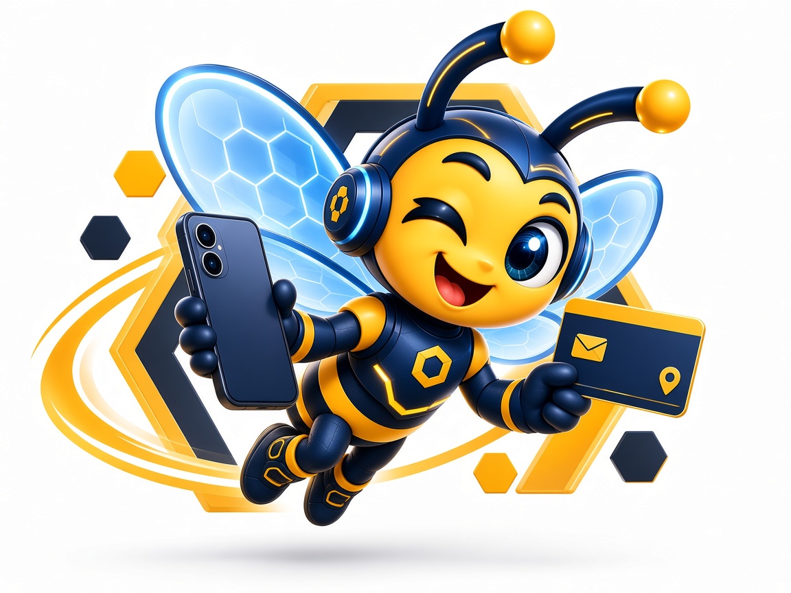 Abeja con teléfono y datos de contacto