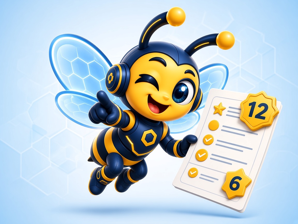 Abeja señalando logros con números en un CV