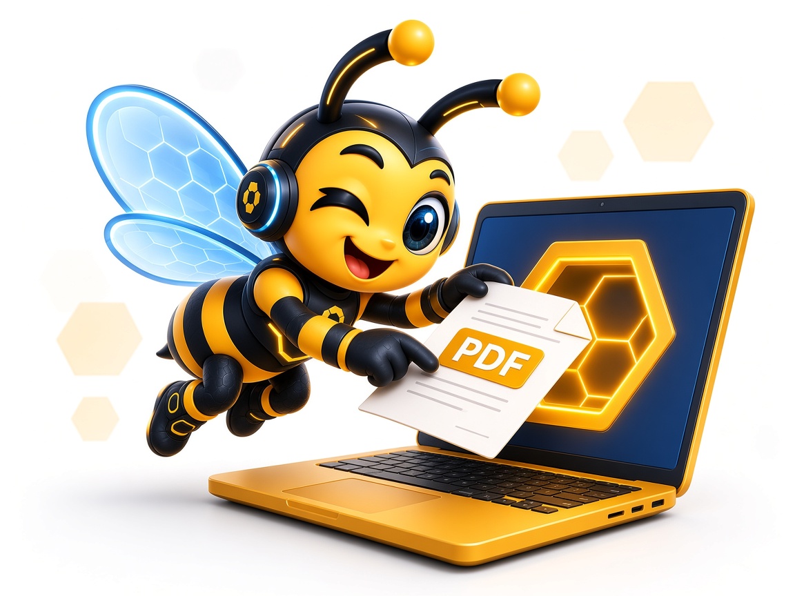 Abeja subiendo un PDF a la colmena