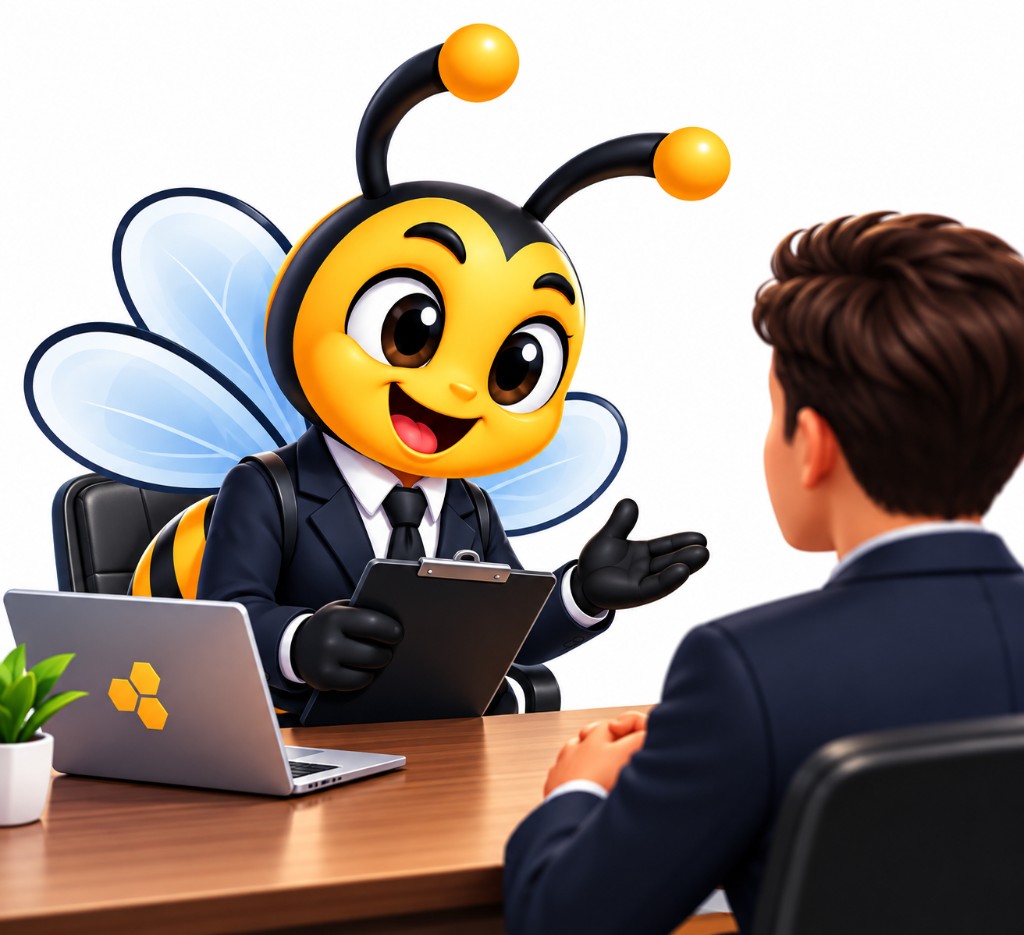 Abeja de BoomBeeJobs entrevista a un estudiante sobre prácticas y residencias
